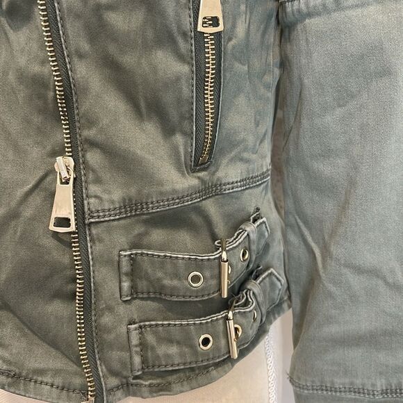 BEBE olive green moto style jacket size small - Picture 2 of 6